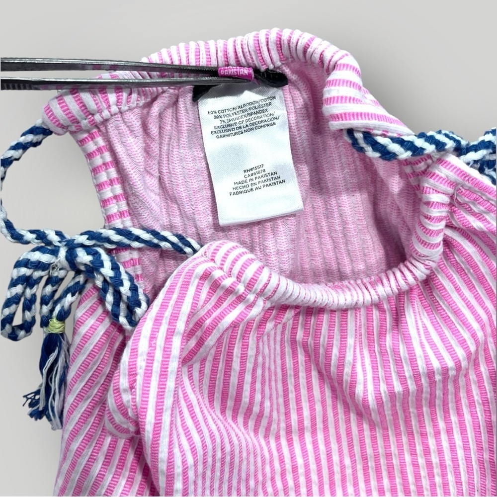 Vince Comuto Pink Striped Tassel Tie Tank Dress Kids - Picture 6 of 10
